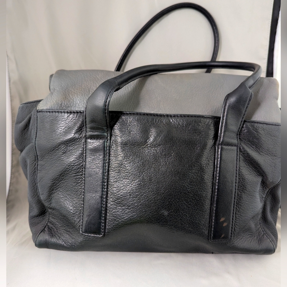 Michael Kors Leather Purse Tippi Large Satchel Black Gray Soft Pebbled Texture